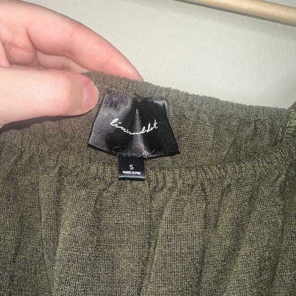 Line & Dot x Revolve Carmen Sinched Waist Blouse/Top Dark Green Size Small - Picture 3 of 6